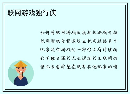 联网游戏独行侠